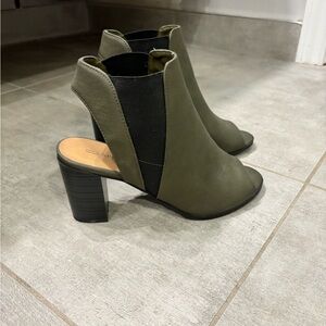 Green slip on high heels